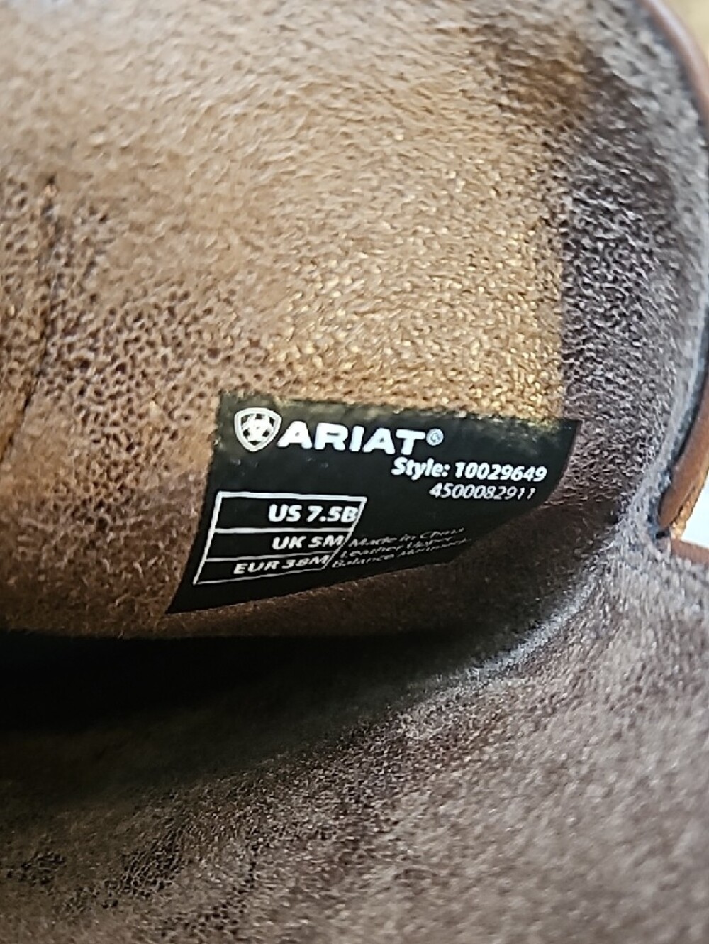 Ariat Brown Leather Western Boot Interior Detail - Picture 7 of 10